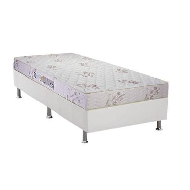 Imagem de  Cama Box Solteiro: Colchão Espuma D33 Luckspuma Supreme Floral + Base CRC Courano White(88x188)
