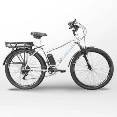 Imagem de Bicicleta Elétrica Tke Track Aro 26 Branco E Azul