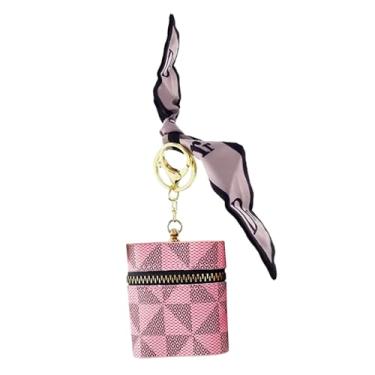 Imagem de Vaveren Bolsa mini saco de armazenamento bolsa de armazenamento de fone de ouvido feminino caso zíper lipgloss maquiagem titular de armazenamento pequena, ROSA