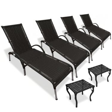 Imagem de Kit 4 Cadeiras/Espreguiçadeiras Julia + 2  Mesa P/ Piscina