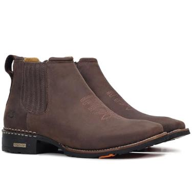 Imagem de Botina Texana Masculina Cano Curto Bico Quadrado Couro Legitimo Zebu Original Mustang Graxo (GRAXO, BR, Adulto, Numérico, 38)