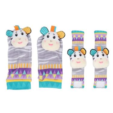 Imagem de Handledsskallra för bebisar, färgglada djurmönster, justerbara skallrande strumpor för bebisar Tidigt pedagogiska handledsskallror för bebisar i åldern 0-6 månader (Tipo 6)