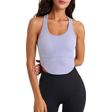 Imagem de Camiseta feminina costas nadador com estampa gráfica plus size sem mangas linda camiseta de verão blusa boho colete de festa, Roxa, Large