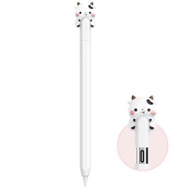 Imagem de NIUTRENDZ Cute Cow Silicone Case for Apple Pencil - Ultra Thin Protective Cover, Anti-Slip Sleeve (White, USB-C)