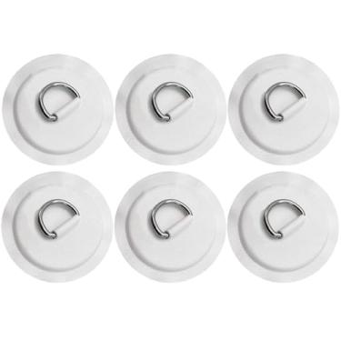 Imagem de LOOEEL Pacote com 6 anéis em D de aço inoxidável de 11 cm remendo circular para PVC inflável barco caiaque SUP canoa deck acessórios de prancha de surf, sem cola incluída. - Branco