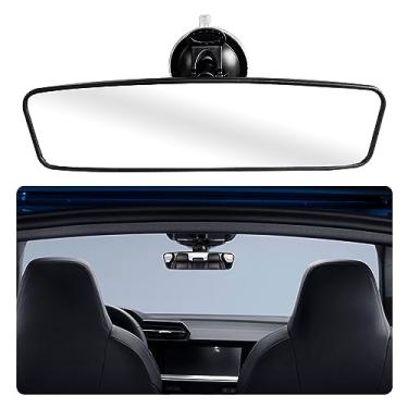 Imagem de Ziciner Espelho retrovisor de carro com ventosa, espelho retrovisor interno interno interno antirreflexo de 24 cm, ajustável em 360 graus para reduzir pontos cegos, universal para veículos, caminhões,