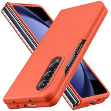 Imagem de YSLBWLE Capa para Samsung Galaxy Z Fold 4, capa de telefone fina e de proteção de nível militar, capa protetora de policarbonato rígido à prova de choque laranja 20-zfold4-06