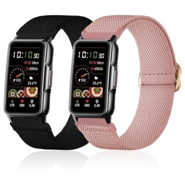 Imagem de Lzwldan Pacote com 2 pulseiras elásticas de nylon para relógio inteligente Mindrose H80 de 1,4 polegadas, pulseiras elásticas macias para relógio Mindrose H80 rastreadores de atividades IP68 para