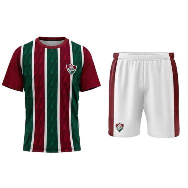 Imagem de Kit Mini Craque Toy Camiseta e Bermuda Braziline Fluminense  - Verde/Grená-Unissex