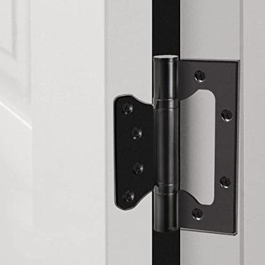 Imagem de Pacote com 6 dobradiças de porta sem encaixe, dobradiça de porta de aço inoxidável de 10 x 7,6 cm com parafusos de montagem, preta