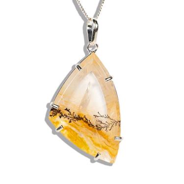 Imagem de Colar Hematoide Com Dendrita 36mm Navete Garra Prata 950