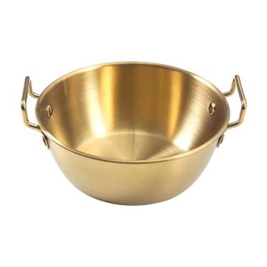 Imagem de IEUDNS Ramen panela de cozinha ramen pote café leite mais quente sem capa pote macarrão pote kimchi sopa para cozinha fogões a gás rv viagem, Ouro 16CM