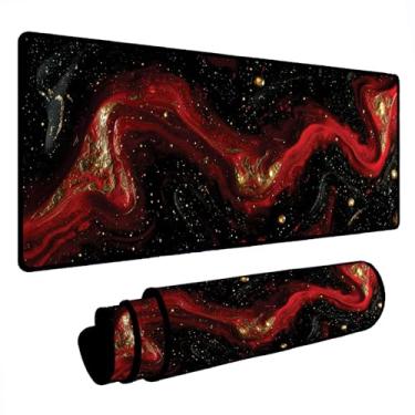 Imagem de Novo Mouse Pad Gamer Deskpad Speed Extra Grande Borda Costurada Profissional Varios Tamanhos - Liquid Vermelho Glitter (90x40)