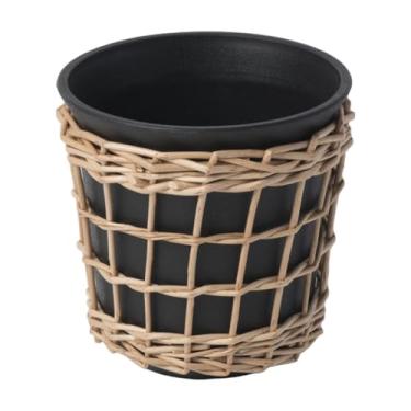 Imagem de IEUDNS Vaso de plantas trançado com furo de drenagem Vaso de flores Escritório Casa Vaso de flores Cesta de plantador para plantas de interior Prateleira de, 11.5 Cm X 11.5 Cm