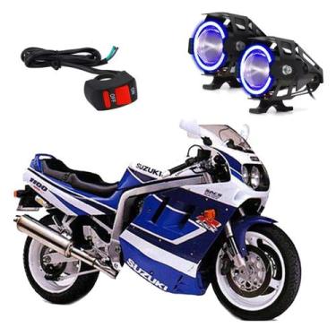 Imagem de Par Farol de Milha Angel Eye U7 Azul para Moto Suzuki GSX R 1100 1991 