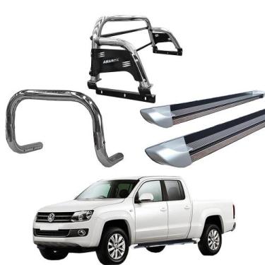 Imagem de Kit Quebra Mato Estribo Personalizado Prata Santo Antônio H3 Amarok CD
