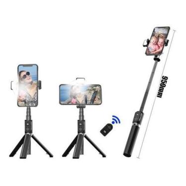 Imagem de Bastão Pau Selfie Tripe Luz Led Bluetooth Retratil Celular - Itblue Le