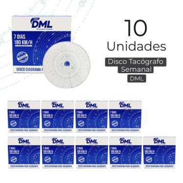 Imagem de Kit 10 Caixa Disco Tacógrafo Semanal 7 Dias 180 Km DML