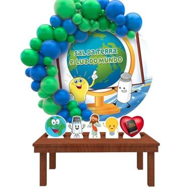 Imagem de Kit Decoração Painel Redondo Festa de Aniversário Infantil Sal da Terra e Luz do Mundo