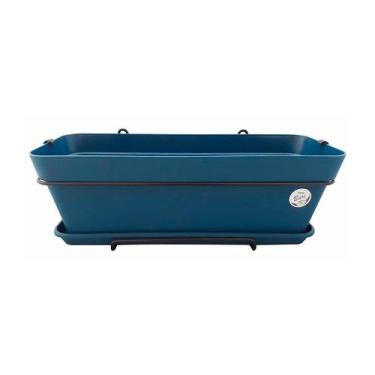 Imagem de Jardineira com Prato e Suporte de Grade Okla Bari Azul Cobalt para Jar