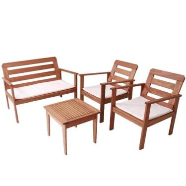 Imagem de Conjunto para Jardim com 1 Sofá 2 Poltronas 1 Mesa de Centro Madeira M