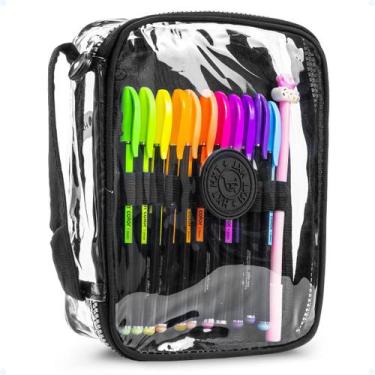Imagem de Estojo Escolar Organizador Transparente Box Masculino Jumbo - Hxt, Pre