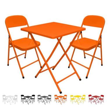 Imagem de Conjunto Mesa C/ 2 Cadeiras Dobráveis Bar Restaurante Aço - Açomix, La