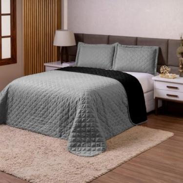 Imagem de COBRE LEITO DUPLA FACE CAMACASAL QUEEN LAS VEGAS 3 PEÇAS (Preto)