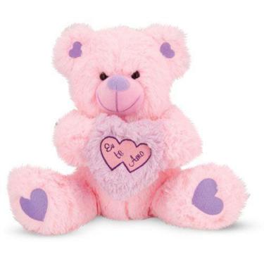 Imagem de Ursinho de Pelúcia Soft Com Coração Rosa 25 cm Antialérgico - CTX Pelú