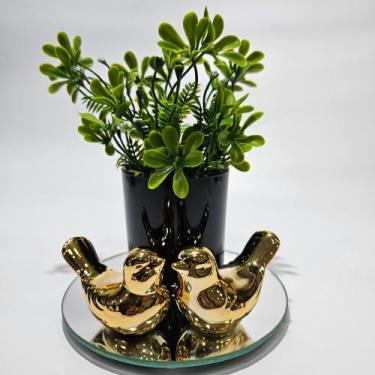 Imagem de Vasinho floral com bandeja redonda e passarinhos de porcelana - RA nva