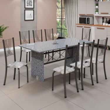 Imagem de Conjunto de Mesa Tampo de Granito Ocre com 8 Cadeiras Lorena Yescasa