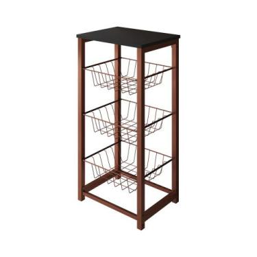 Imagem de Fruteira de Chão Cozinha Desmontada Aço Cobre Tampo Preto Madri - Up H