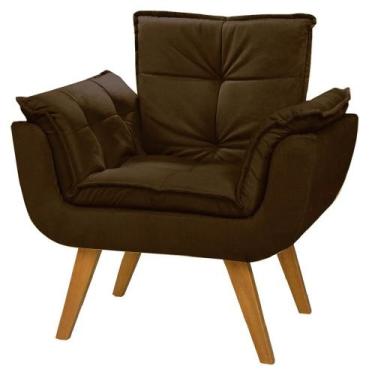 Imagem de Poltrona Luxo Decorativa Suede 1 Lugar Escritório Marrom Café - A Z DE