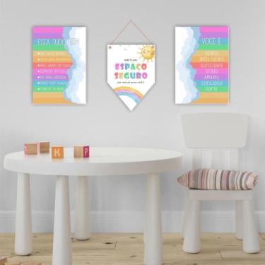 Imagem de Quadros Decorativos Para Psicologia Infantil Motivacional e Educativo 