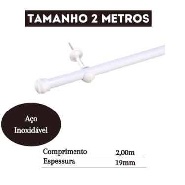 Imagem de Varão De Cortina Com 2 Metros De Largura 19mm De Diametro - Casa Armaz
