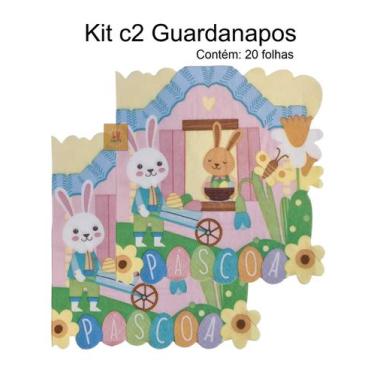 Imagem de Kit c2 Pc Guardanapo Papel Páscoa Decorado Festa 33x33cm - MultiA, Pas