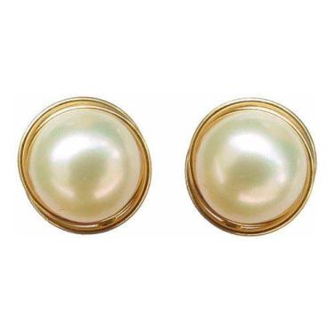 Imagem de Brincos De Ouro 18k 750 Feminino Pérola Grande - RD Magazine