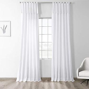 Imagem de HPD Half Price Drapes PRCT-S19B-96-TT Cortina de amarrar de algodão sólido (1 painel), 127 x 244 cm, branco sussurro