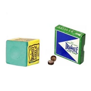 Imagem de Kit Giz Verde Triângle + Sola Triângle 11mm Taco Sinuco Bilhar - Tacol