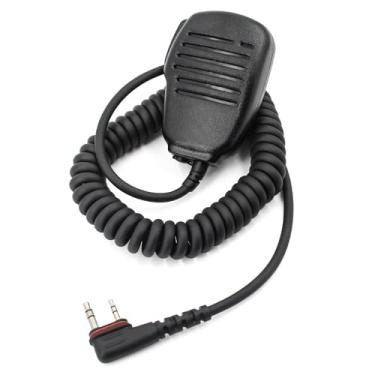 Imagem de Microfone de alto-falante pequeno Hm-186ls compatível com rádios icom ID-31A ID-51A ID-52A IP100H IP501H com conector de áudio de 3,5 mm e clipe giratório giratório de ângulo reto, conexão de 2 pinos