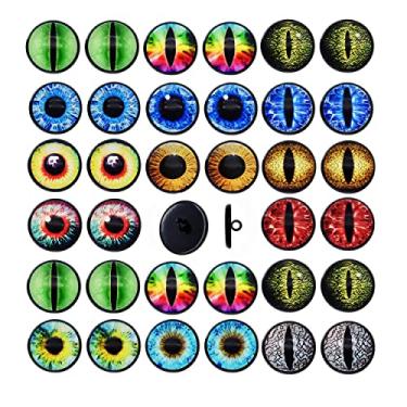 Imagem de 8 mm 15 pares costurados nos olhos para animais de pelúcia urso crochê amigurumi botões artesanato acessórios boneca de pelúcia olho de dragão vidro pupila globo ocular