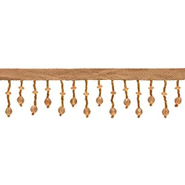 Imagem de Acabamento de franja com contas de lanterna artesanal de 3,8 cm (B40682-AC)/marrom olmo sólido #E21 (marrom claro quente)/3 jardas (2,5 m)