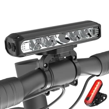 Imagem de Luzes de bicicleta super brilhantes 2024 com 5 LEDs, 2600 lúmens, para andar à noite, farol de bicicleta removível, 4 modos, super tempo de corrida, à prova d'água, recarregável por USB, luz de