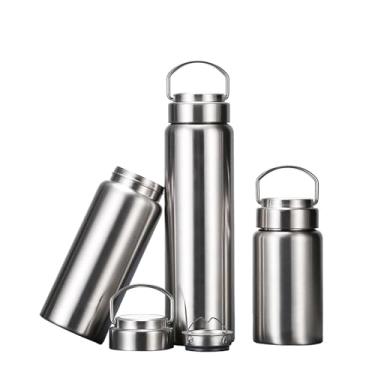 Imagem de CDJ Garrafa de água de aço inoxidável isolada a vácuo de 350 ml com alça, garrafa de água de parede dupla à prova de vazamento, reutilizável e portátil, garrafa de água de metal para escola,