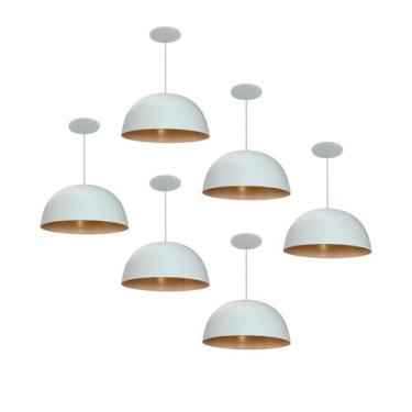 Imagem de Kit 6 Luminária Pendente Meia Lua 24cm Com Interior Cobre Fiação 110/2