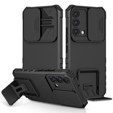 Imagem de Vokuha Capa para Oppo A74 4G, Capa para Oppo F19/Reno 6 Lite CHP2219 com suporte para lente de câmera deslizante com suporte de lentes de proteção de nível militar armadura à prova de choque para Oppo