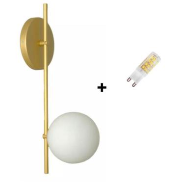 Imagem de Arandela Parede Globo12 Quarto Sala Dourado Fosco + Lâmpada - ARANDELA