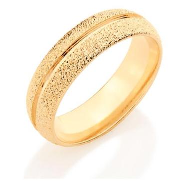 Imagem de Aliança Granitada Com Detalhe Liso De 6mm. 511525 - Rommanel, Branco, 