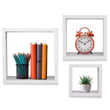 Imagem de Kit 3 Nichos Quadrado Mdf Decoração Quarto Sala Branco - Genus Móveis