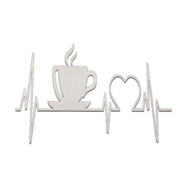 Imagem de Placa Decorativa Cardiograma Café Mdf Branco - Trovarelli